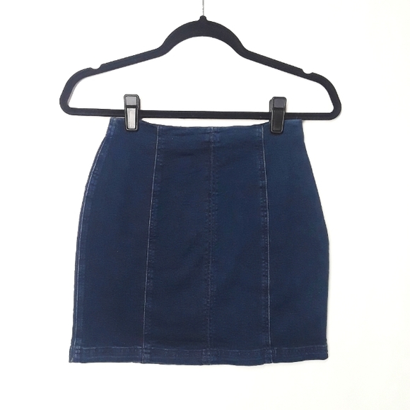 NECTAR CLOTHING Denim Jean Panel Slip On Mini Blue Skirt S - Picture 6 of 6